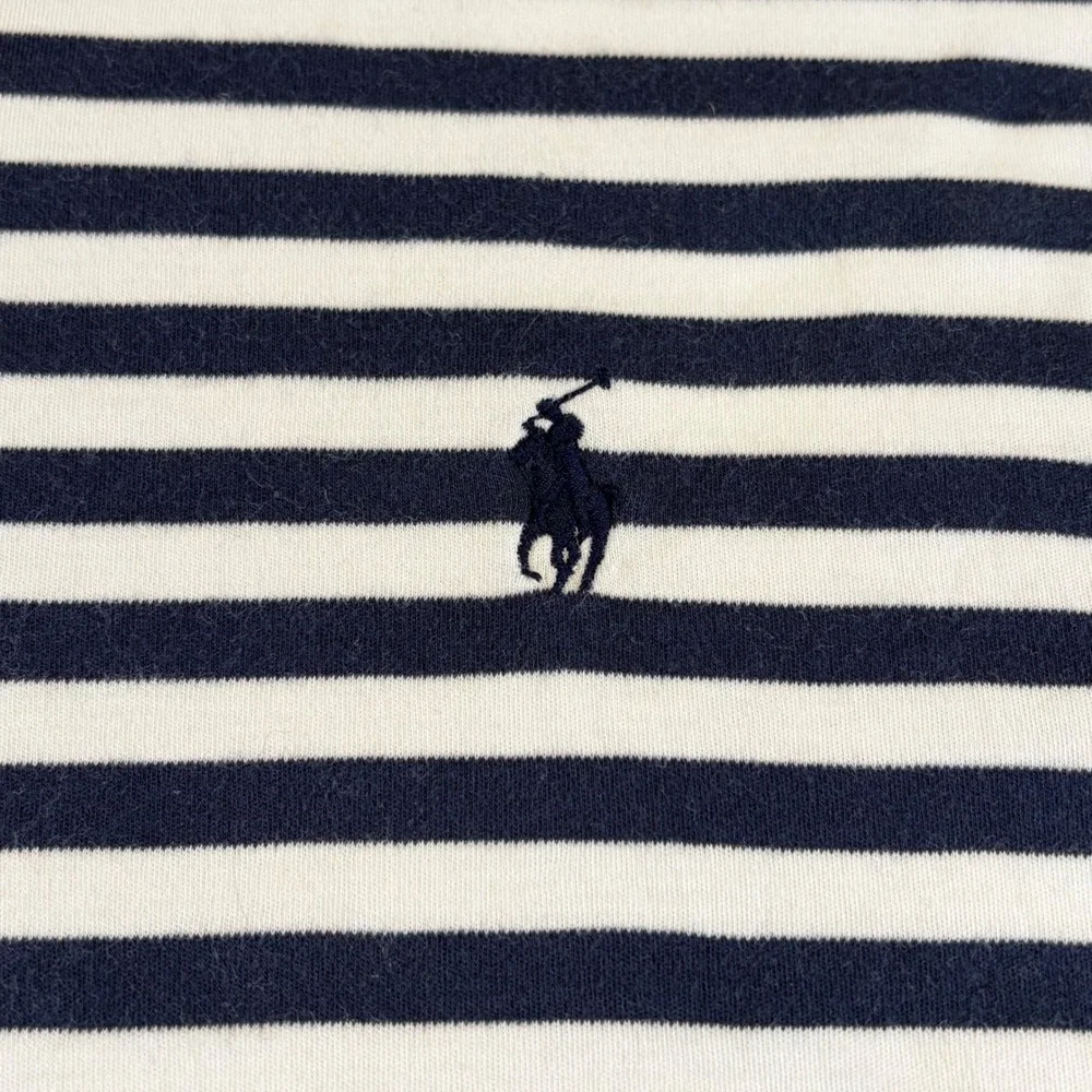 Polo Ralph Lauren Polo Shirt Men XXL‎ Navy Blue White Striped Classic Fit SS